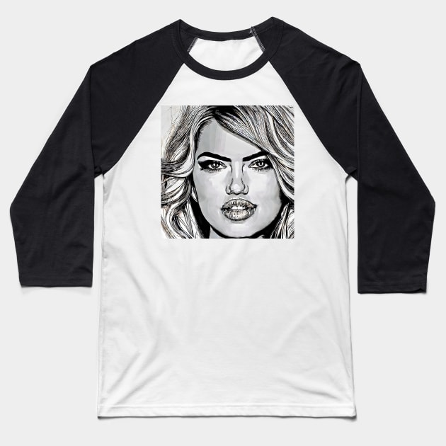 Black&white Kate Baseball T-Shirt by bogfl